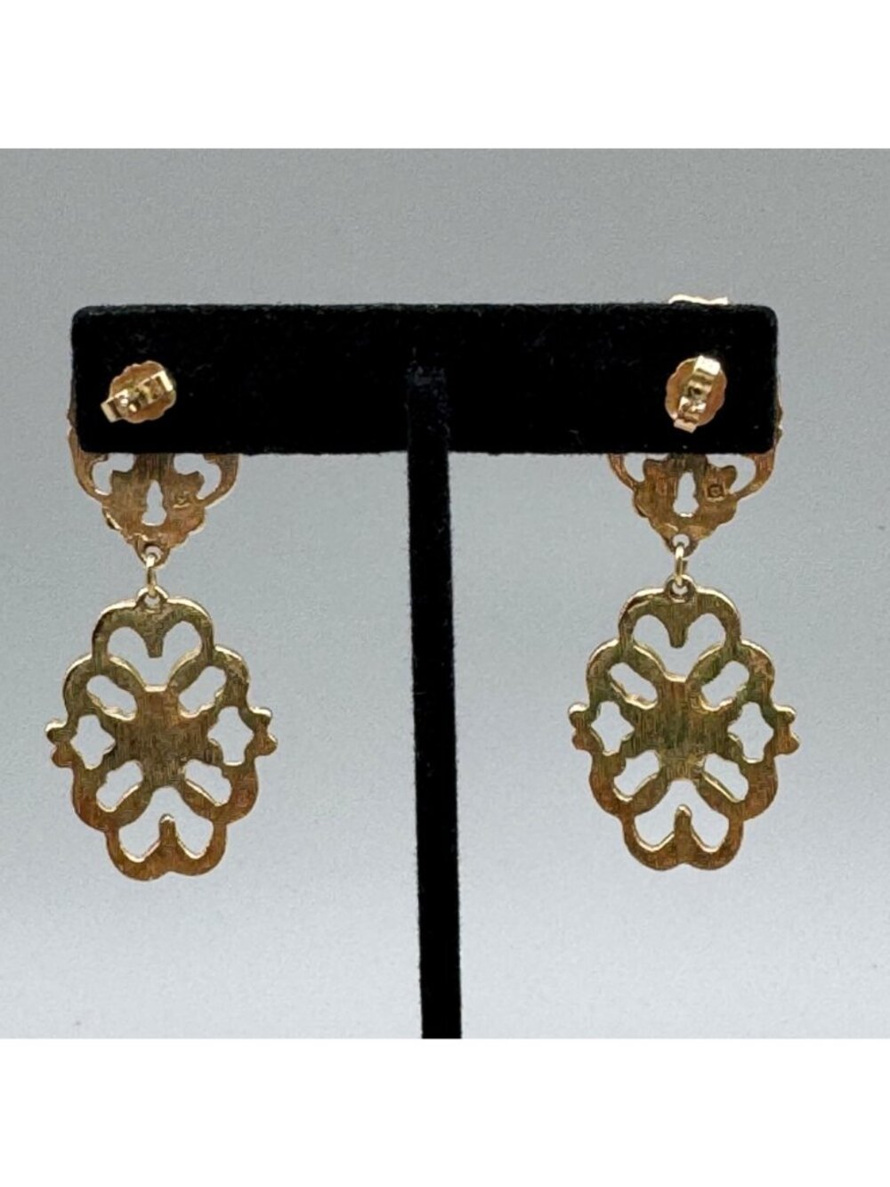 Vintage Avon Graceful Trellis Earrings Pierced Gold Tone Dangle Drop Statement - Picture 6 of 10